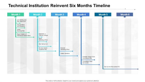 Technical Institution Reinvent Six Months Timeline Template