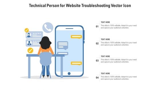 Technical Person For Website Troubleshooting Vector Icon Ppt PowerPoint Presentation File Graphics Design PDF