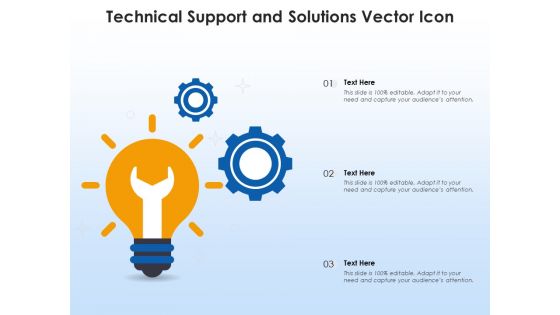 Technical Support And Solutions Vector Icon Ppt PowerPoint Presentation Gallery Files PDF