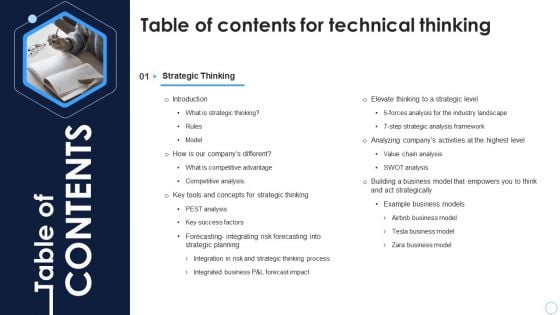 Technical Thinking Table Of Contents For Technical Thinking Ppt Pictures Display PDF Technical Thinking Table Of Contents For Technical Thinking Ppt Pictures Display PDF