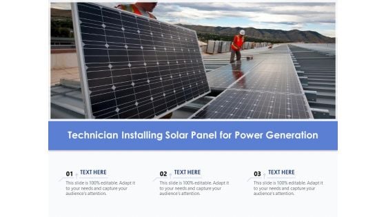 Technician Installing Solar Panel For Power Generation Ppt PowerPoint Presentation Gallery Background Images PDF