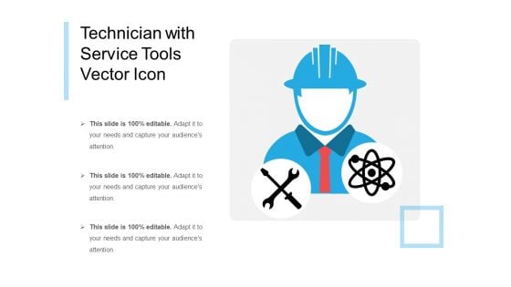 Technician With Service Tools Vector Icon Ppt PowerPoint Presentation File Graphics Template PDF