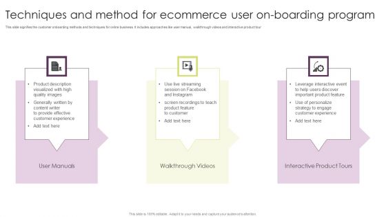Techniques And Method For Ecommerce User On Boarding Program Background PDF