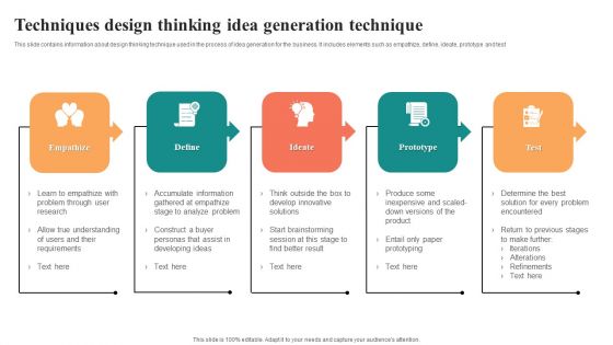 Techniques Design Thinking Idea Generation Technique Slides PDF