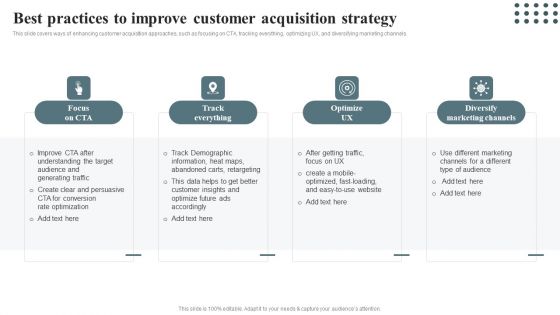 Techniques For Enhancing Buyer Acquisition Best Practices To Improve Customer Acquisition Sample PDF