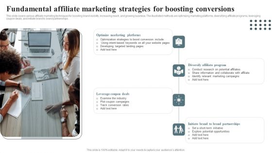 Techniques For Enhancing Buyer Acquisition Fundamental Affiliate Marketing Strategies Icons PDF