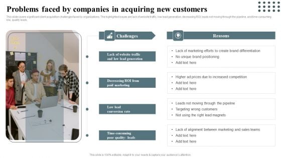 Techniques For Enhancing Buyer Acquisition Problems Faced By Companies In Acquiring New Customers Slides PDF