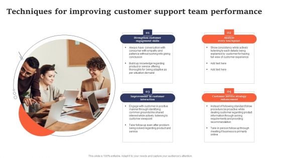 Techniques For Improving Customer Support Team Performance Summary PDF