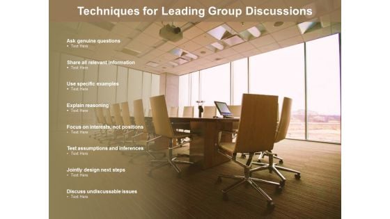 Techniques For Leading Group Discussions Ppt PowerPoint Presentation File Brochure