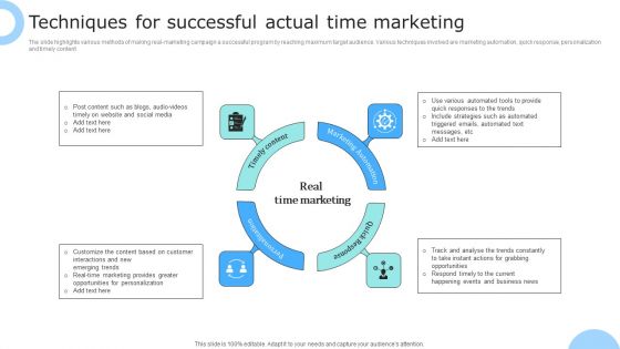 Techniques For Successful Actual Time Marketing Ppt PowerPoint Presentation Gallery Example Introduction PDF