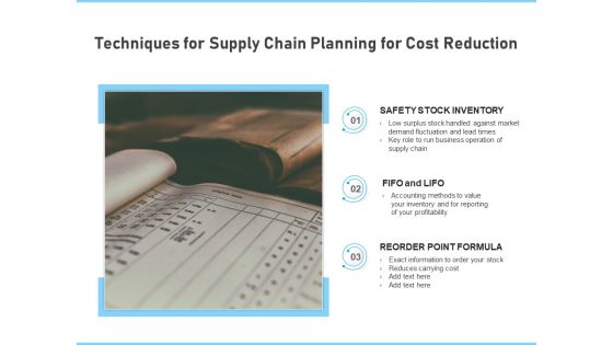 Techniques For Supply Chain Planning For Cost Reduction Ppt PowerPoint Presentation Gallery Background PDF