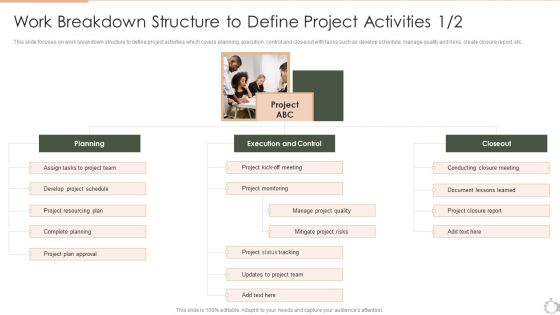Techniques For Timely Project Work Breakdown Structure To Define Project Activities Topics PDF Slide02