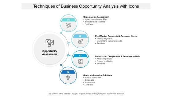 Techniques Of Business Opportunity Analysis With Icons Ppt PowerPoint Presentation Gallery Show