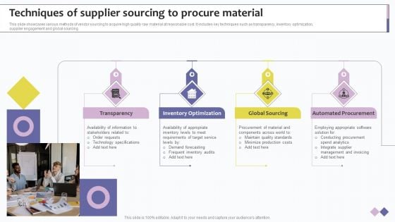 Techniques Of Supplier Sourcing To Procure Material Ppt PowerPoint Presentation Gallery Visual Aids PDF