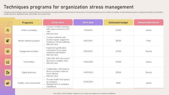 Techniques Programs For Organization Stress Management Information PDF