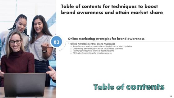 Techniques To Boost Brand Awareness And Attain Market Share Ppt PowerPoint Presentation Complete Deck With Slides