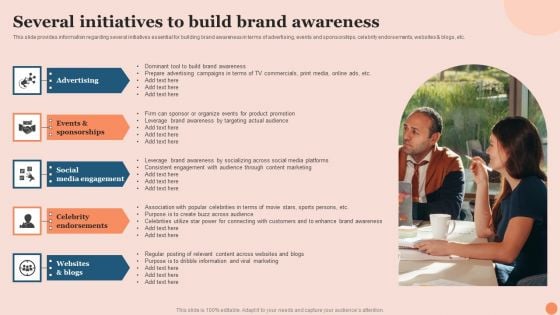 Techniques To Elevate Brand Visibility Several Initiatives To Build Brand Awareness Topics PDF