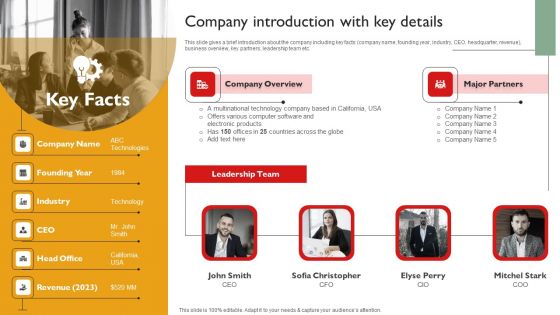 Techniques To Enhance Brand Awareness Company Introduction With Key Details Microsoft PDF