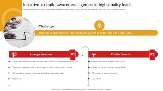 Techniques To Enhance Brand Awareness Initiative To Build Awareness Generate High Quality Leads Themes PDF