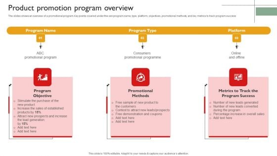 Techniques To Enhance Brand Awareness Product Promotion Program Overview Diagrams PDF