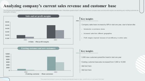 Techniques To Enhance Customer Engagement Via Digital Platforms Analyzing Companys Current Sales Revenue And Customer Base Slide Ideas PDF