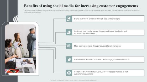 Techniques To Enhance Customer Engagement Via Digital Platforms Benefits Of Using Social Media For Increasing Customer Engagements Background PDF