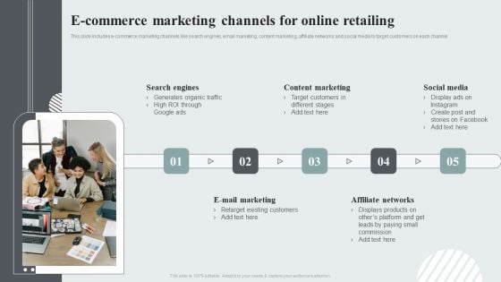 Techniques To Enhance Customer Engagement Via Digital Platforms E Commerce Marketing Channels For Online Retailing Brochure PDF