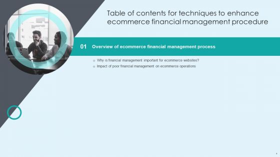 Techniques To Enhance Ecommerce Financial Management Procedure Ppt PowerPoint Presentation Complete With Slides