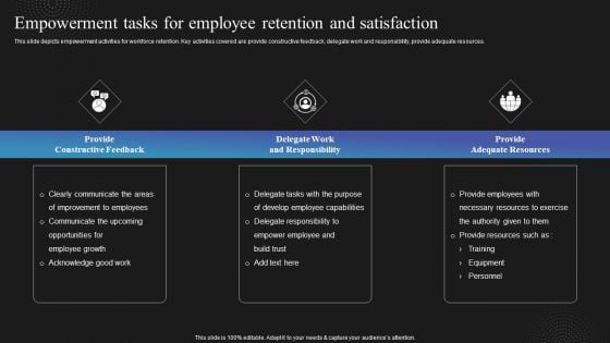 Techniques To Enhance Employee Empowerment Tasks For Employee Retention Infographics PDF