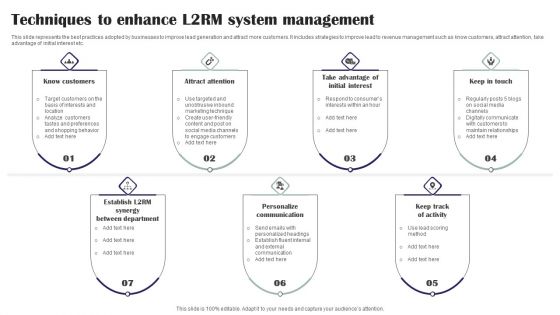 Techniques To Enhance L2RM System Management Ppt Icon Smartart PDF