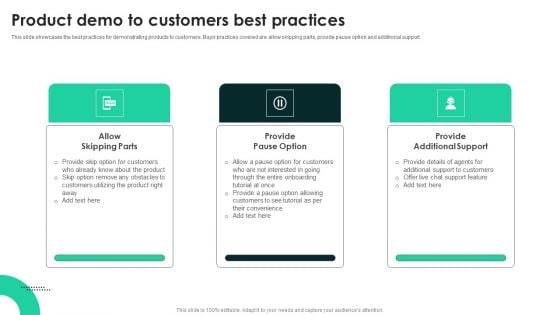 Techniques To Enhance User Onboarding Journey Product Demo To Customers Best Practices Brochure PDF