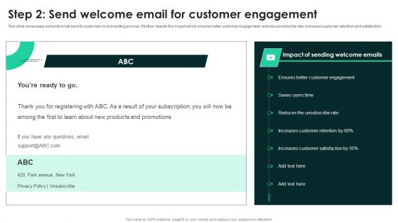 Techniques To Enhance User Onboarding Journey Step 2 Send Welcome Email For Customer Engagement Information PDF