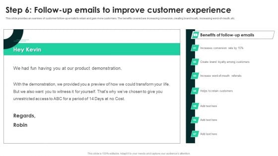 Techniques To Enhance User Onboarding Journey Step 6 Follow Up Emails To Improve Customer Experience Microsoft PDF