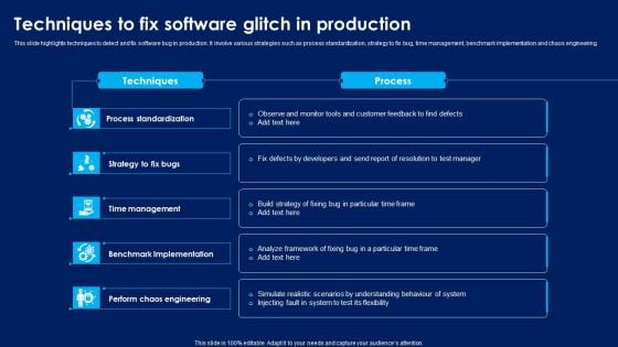 Techniques To Fix Software Glitch In Production Brochure PDF Techniques To Fix Software Glitch In Production Brochure PDF