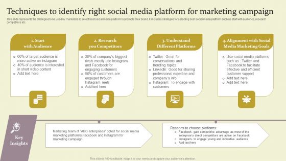 Techniques To Identify Right Social Media Platform For Marketing Campaign Ppt Icon Sample PDF