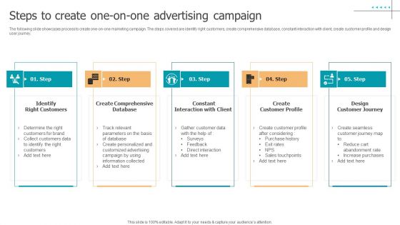 Techniques To Implement Steps To Create One On One Advertising Campaign Themes PDF Techniques To Implement Steps To Create One On One Advertising Campaign Themes PDF