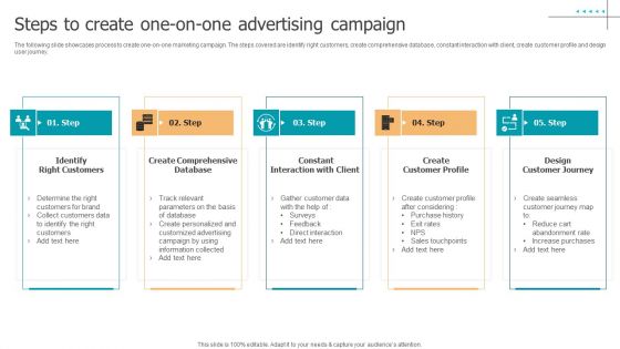 Techniques To Implement Steps To Create One On One Advertising Campaign Themes PDF