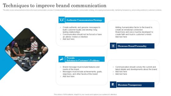 Techniques To Improve Brand Communication Executing Brand Communication Strategy Slides PDF