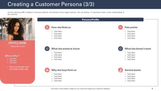 Techniques To Increase Customer Satisfaction Creating A Customer Persona Service Brochure PDF