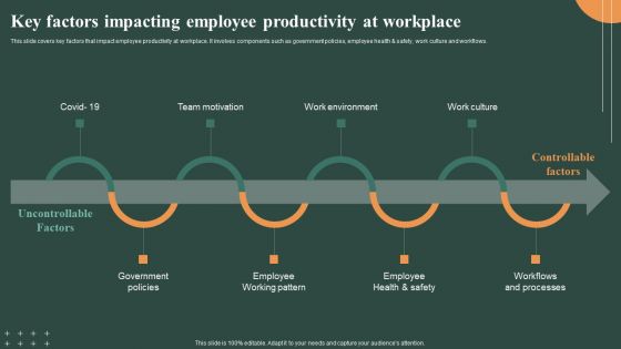 Techniques To Optimize Key Factors Impacting Employee Productivity At Workplace Slides PDF