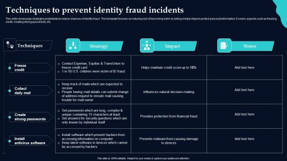 Techniques To Prevent Identity Fraud Incidents Designs PDF