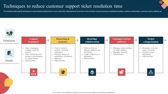 Techniques To Reduce Customer Support Ticket Resolution Time Graphics PDF