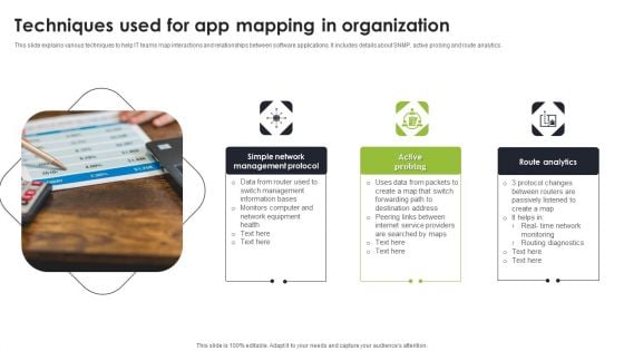 Techniques Used For App Mapping In Organization Icons PDF