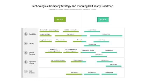 Technological Company Strategy And Planning Half Yearly Roadmap Template