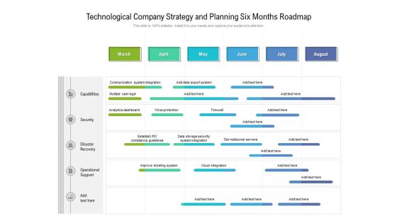 Technological Company Strategy And Planning Six Months Roadmap Graphics