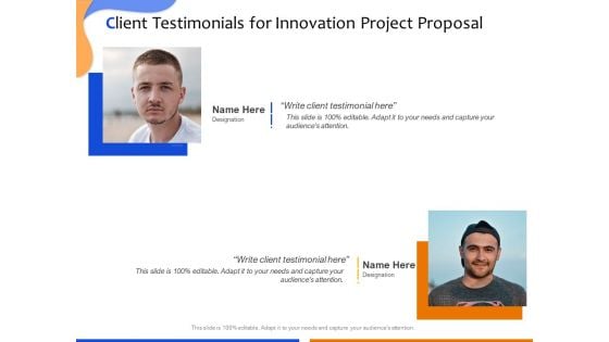 Technological Innovation Project Client Testimonials For Innovation Project Proposal Information PDF