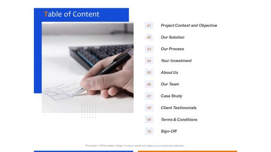 Technological Innovation Project Table Of Content Ppt Inspiration Topics PDF