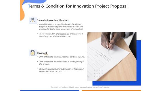 Technological Innovation Project Terms And Condition For Innovation Project Proposal Pictures PDF