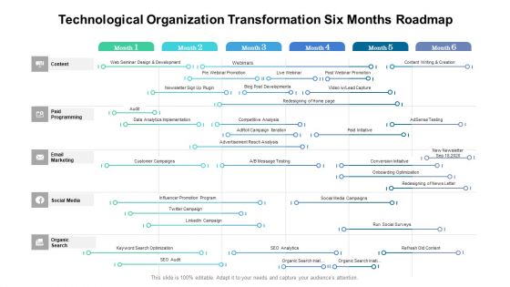 Technological Organization Transformation Six Months Roadmap Structure