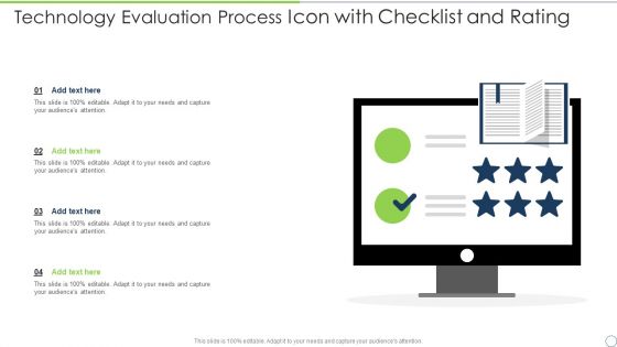 Technology Evaluation Process Icon With Checklist And Rating Introduction PDF